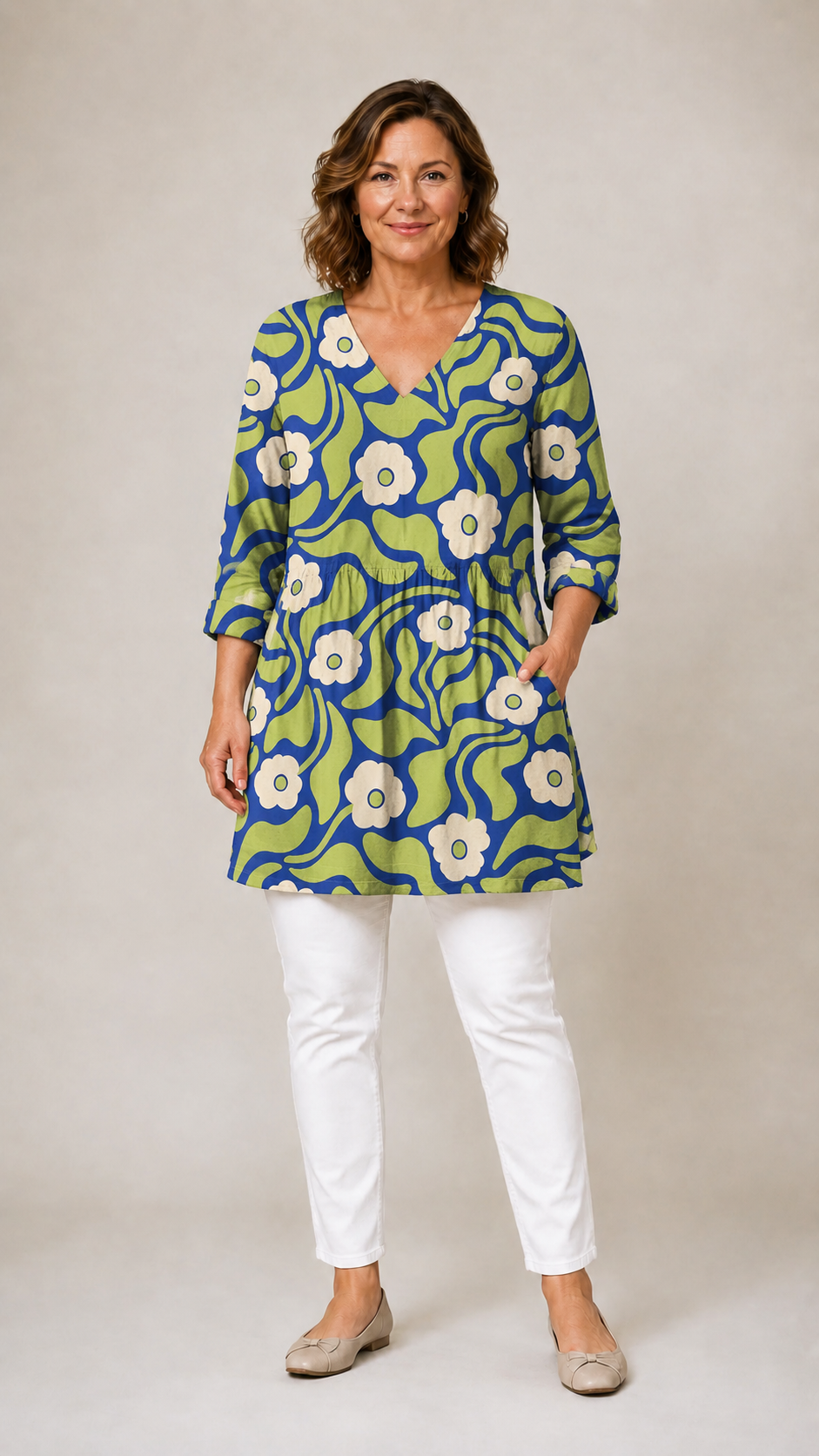 Stephanie | V-Neck Long Blouse
