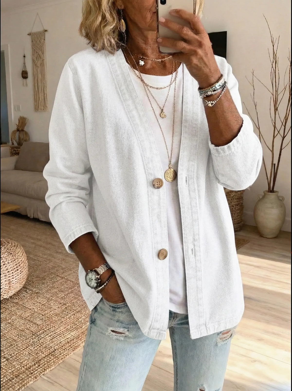 Corinne™ Denim Button Jacket
