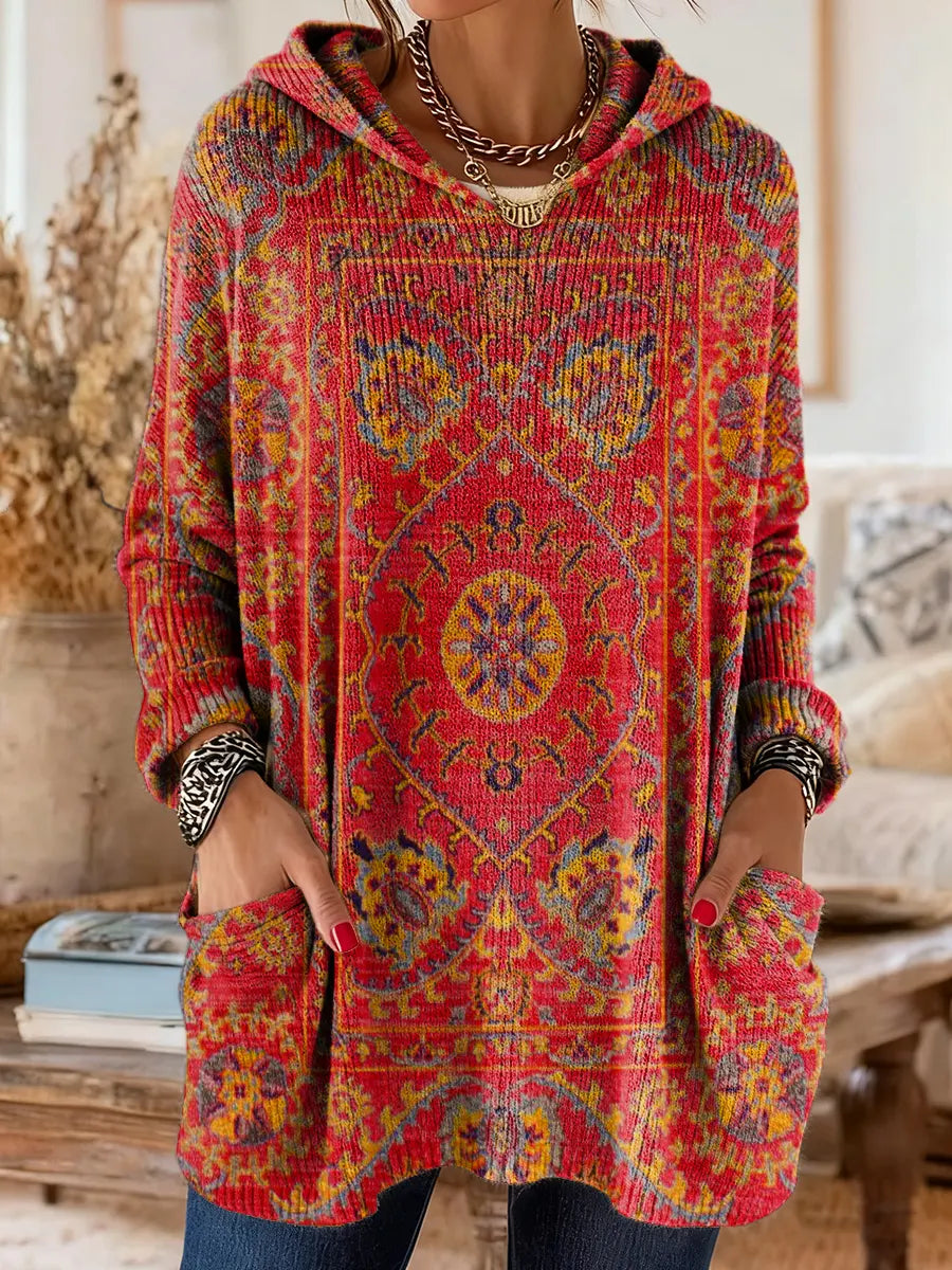Alice™ Vintage-Inspired Ethnic Print Hooded Tunic