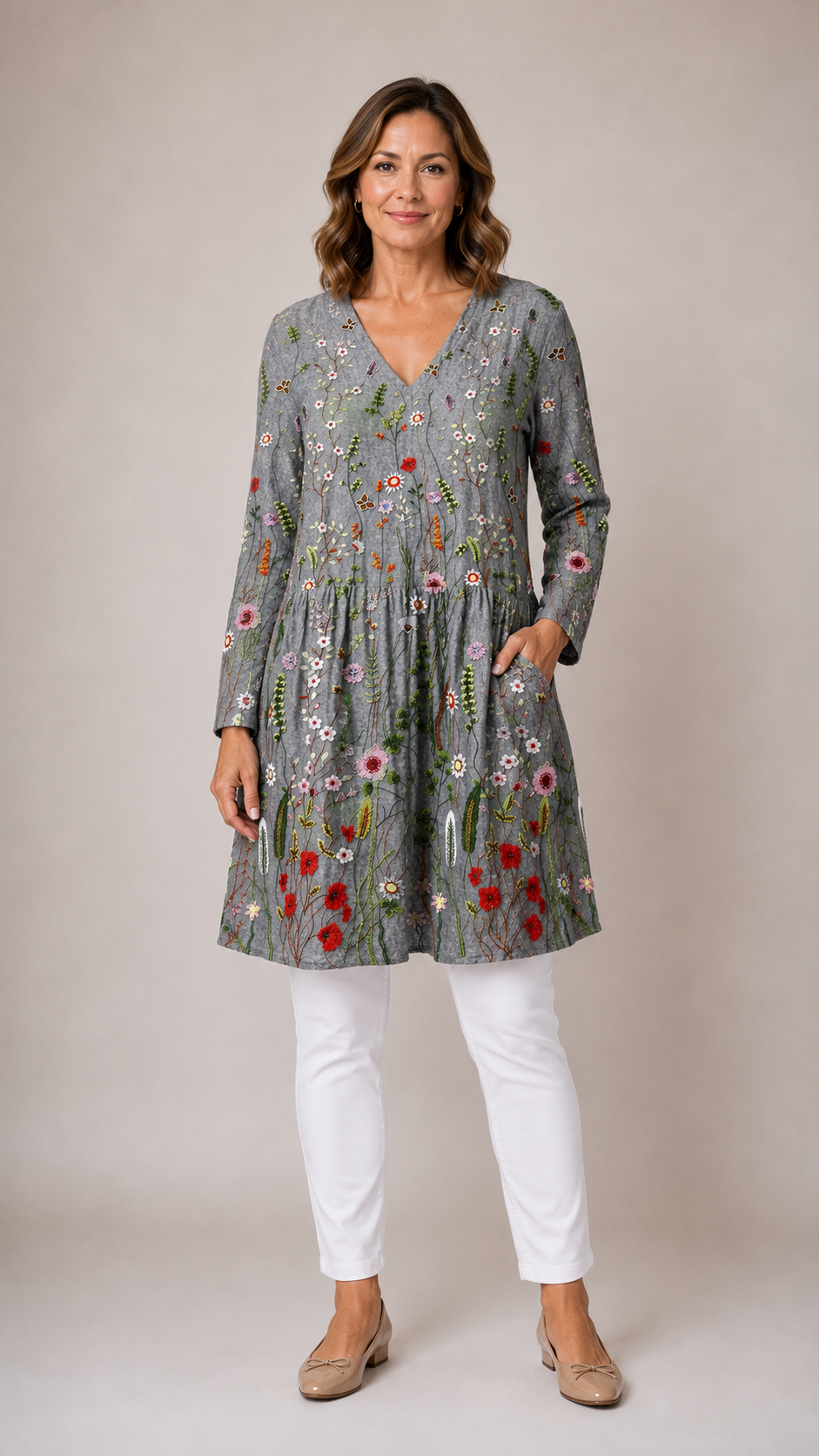 Audrey | V-Neck Long Blouse