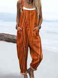 Artistic Abstract Print Jumpsuit with Wide Leg Design