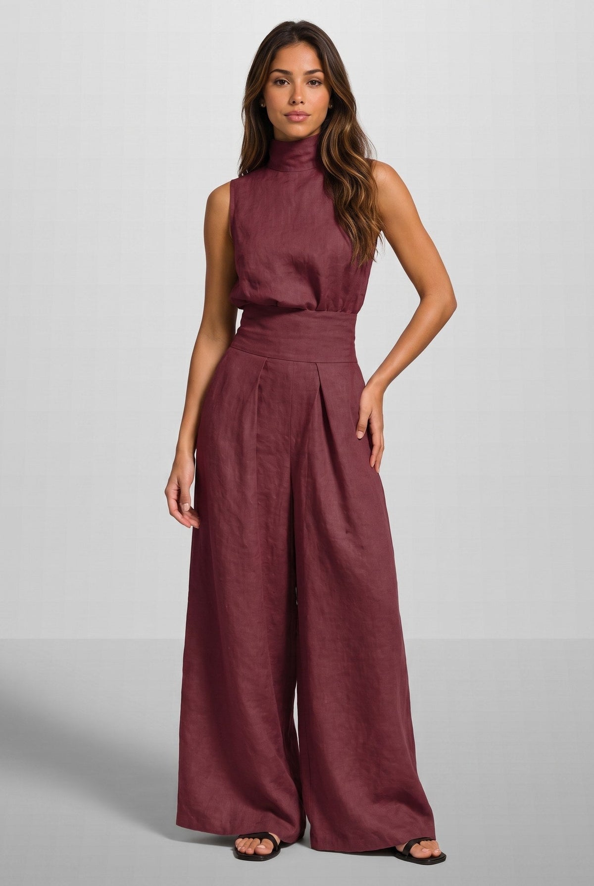 Aleia™ Chic Linen Blend Two-Piece Set with Relaxed Fit
