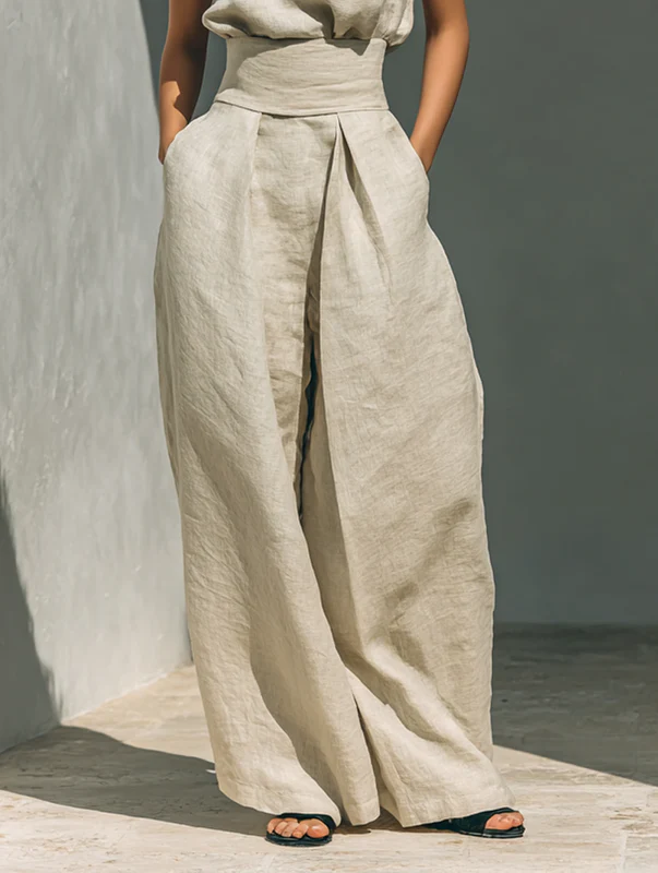 Evanna™ High-Neck Cotton Two-Piece Trouser Set