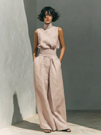 Evanna™ High-Neck Cotton Two-Piece Trouser Set