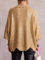 Katrina Oversized Button-Up Cardigan with Collared Neckline