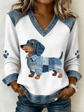 Daniella™ Creative Denim Patchwork Blouse