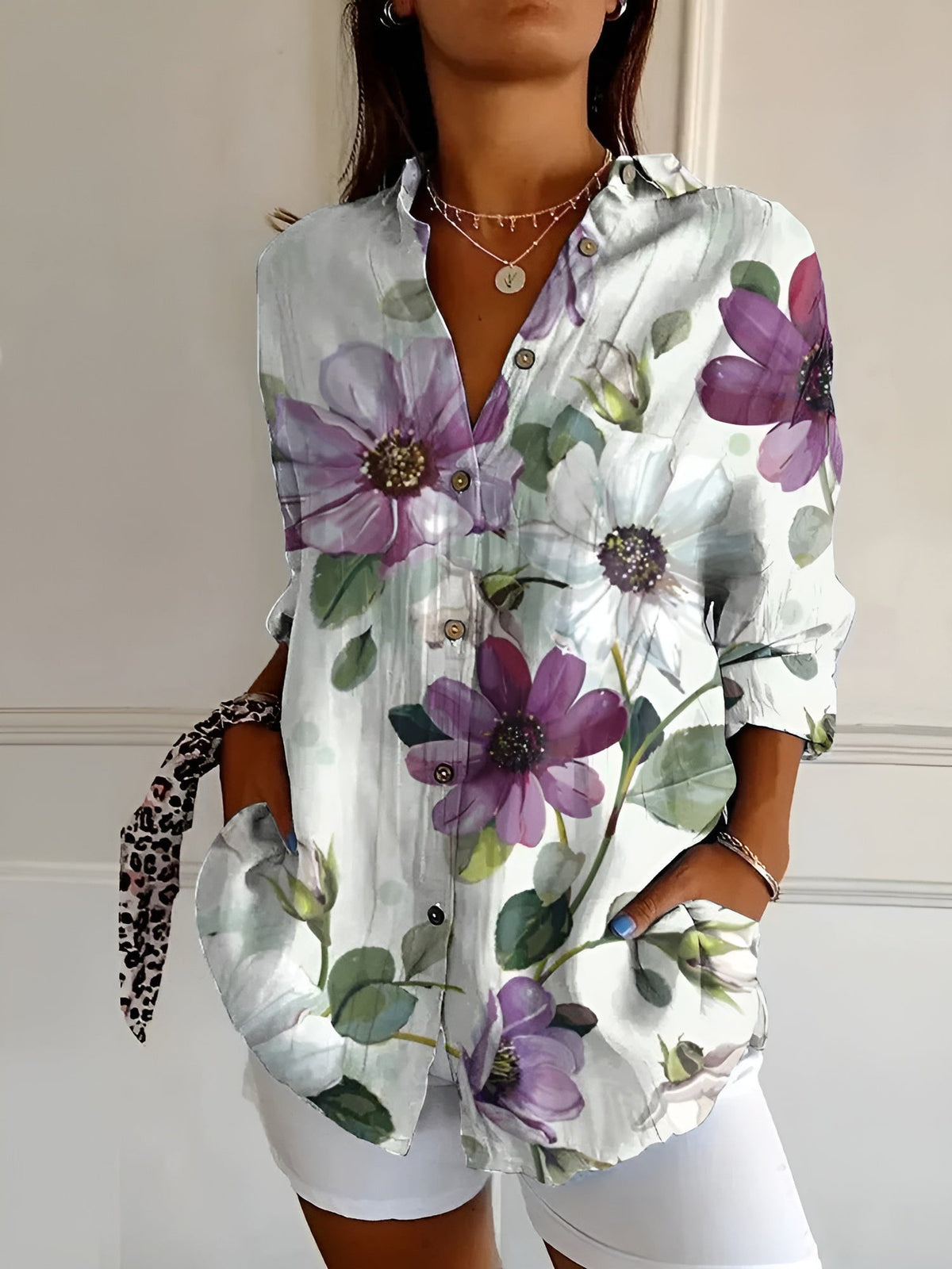 Roseanne™ Floral Breeze Button-Up Blouse