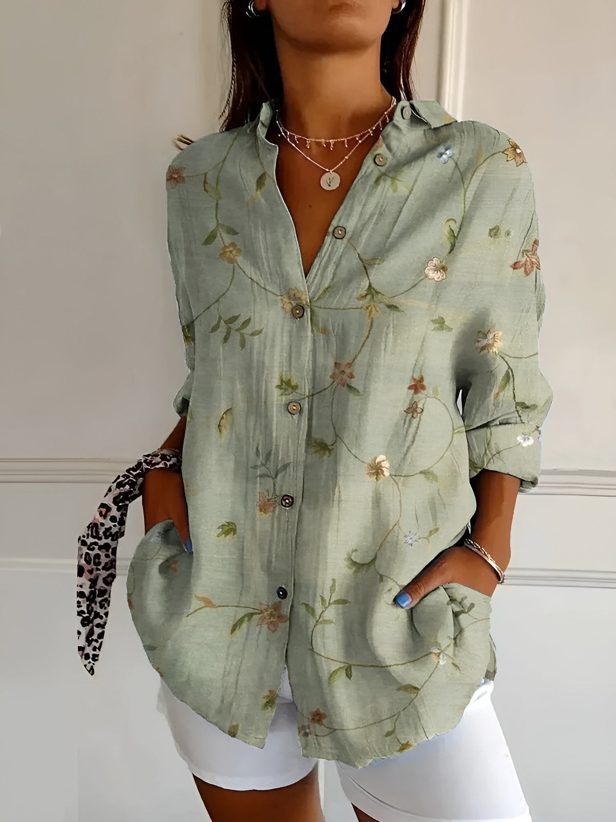 Roseanne™ Floral Breeze Button-Up Blouse